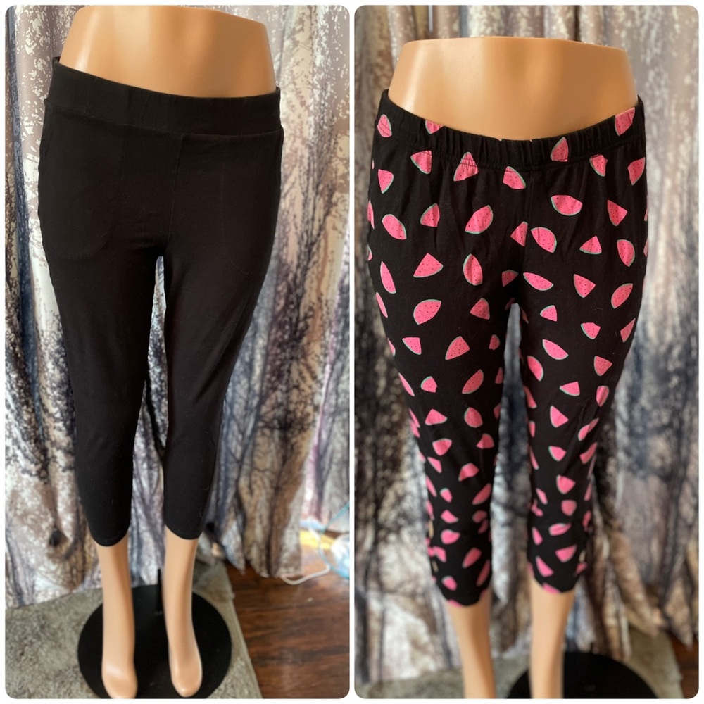 Torrid Black and Pink Watermelon Leggings Duo size 2